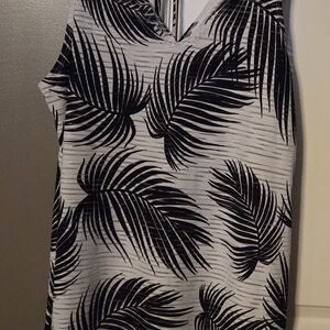 Black and White Palm Leaf Swim Coverup
